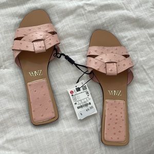 NWT Zara leather pink sandals